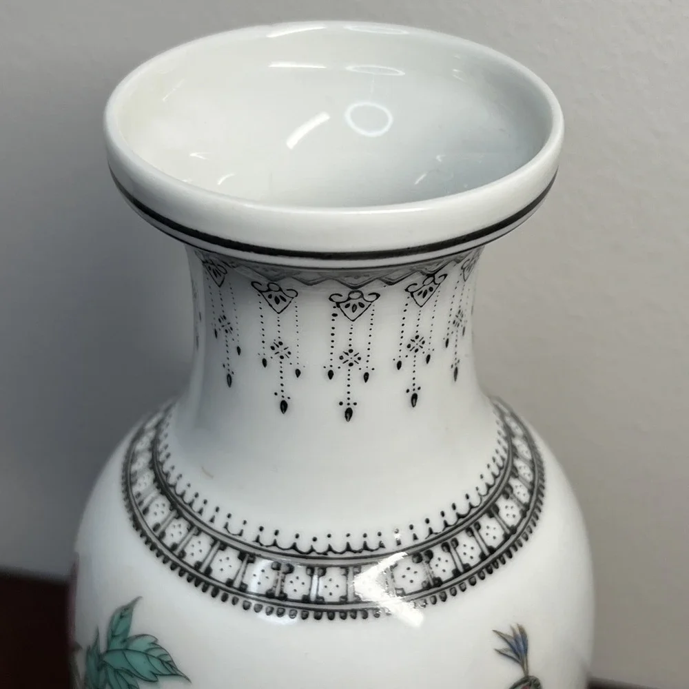 Vintage Jingdezhen Porcelain Vase Peacock Peony Flower Poem Export 8